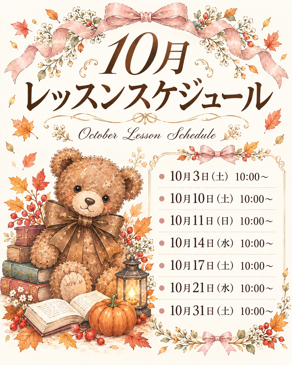 ポーセラーツ 10月レッスンスケジュール in 福山 教室♡